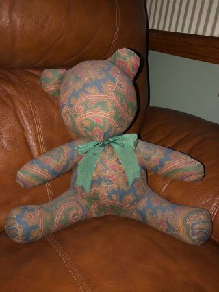 Ralph Lauren Elizabeth Brianna Paisley Stuffed Sitting Bear Pillow Vintage Rare