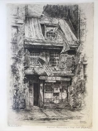 Etching By Paul Geissler Rare Usa Subject:philadelphia.  Pencil Signed Radierung