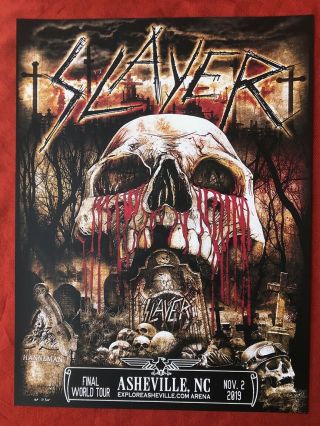 Slayer Rare Asheville,  Nc Final World Tour Poster November 2,  2019