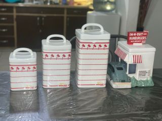 In - N - Out Burger Ceramic Cookie Jar - Set Of 3 - Rare Collectibles