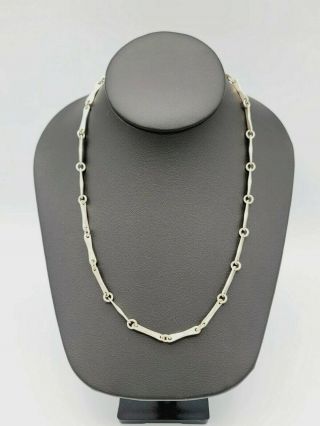 Rare Vintage Mexican Handmade Sterling Silver Long Chain Necklace 19 1/2 " Mexico