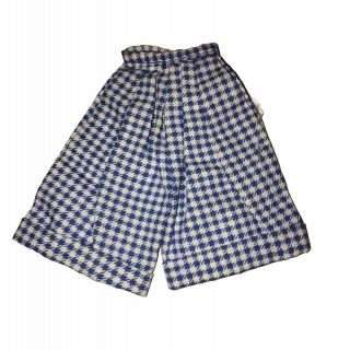 Vtg Blue White Check Houndstooth Barbie Doll Pleated Walking Shorts Cuffs Euc
