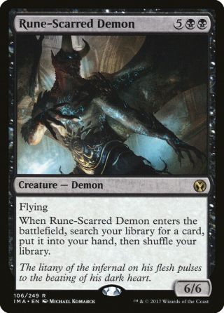 Rune - Scarred Demon Iconic Masters Nm Black Rare Magic Gathering Card Abugames