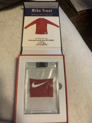 Mike Trout 2018 Game Worn Undershirt Swatch 2/2 Rare Invest Nike Swoosh