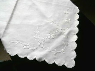 Vintage White Cotton With Silky Embroidery Square Table Mat/centre 16 " X 16 "