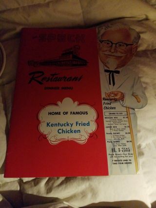 Vintage Speck Colonel Sanders Kentucky Fried Chicken Menu Town House Rare