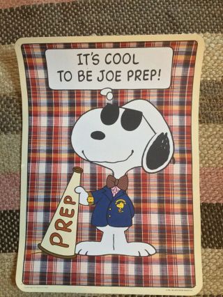 Rare Vintage 1950s/60s Peanuts Schulz Preppy Snoopy College Motivational Poster