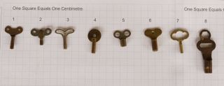 1x Vintage Antique Clock Key Sizes In The 2mm 