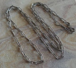 Rare Vintage Mexican Handmade Sterling Silver Long Chain Necklace 25 3/8 " Mexico