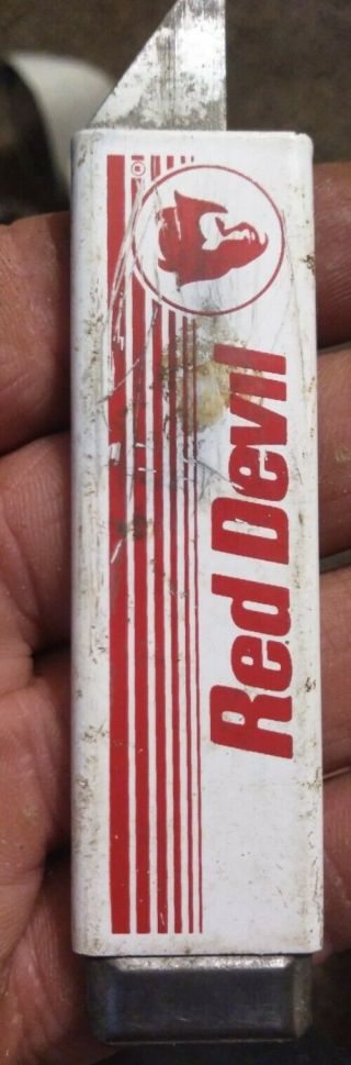Vintage Advertising Pocket Box Cutter Utility Knife Awesome " Red Devil " Logo