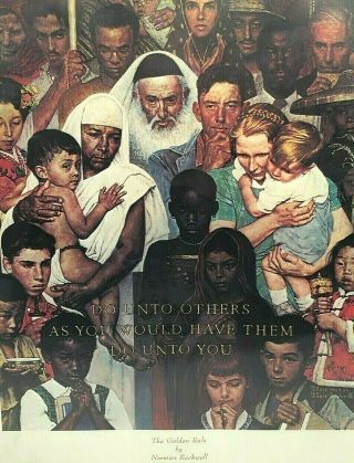 Vintage Norman Rockwell 1973 " The Golden Rule " 14x11 Poster No.  9674