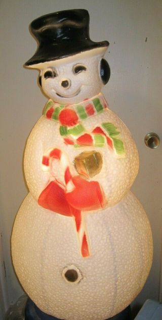 Vintage Dimpled Frosty The Snowman Lighted Christmas Blow Mold Union 40 " Rare