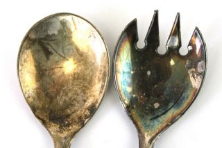 Vintage Silver Plate Salad Fork And Spoon From Italy 2