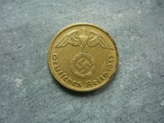 10 Reichspfennig 1937 (a) German Third Reich Rare Castorstefan