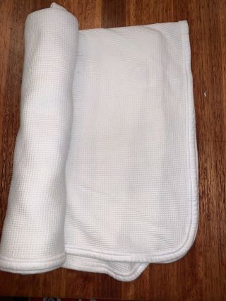 Vtg Carters White Thermal Baby Receiving Blanket Fleeced Acrylic Waffle Knit