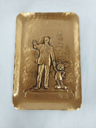 Vintage Rare Walt Disney And Mickey Mouse Bronze Tray Handmade By Wendell August