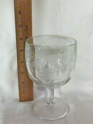 Antique/vintage Bartlett Collins Water Goblet 806 Etched Glass Grapevine