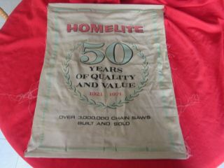 Rare 1971 Dealership Cloth Banner Homelite Chainsaws 50th Anniversary