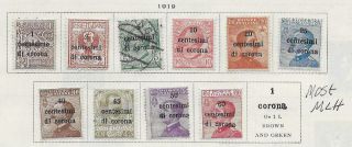 10 Austria Occupation Stamps Most Mlh From Quality Old Antique Album 1919