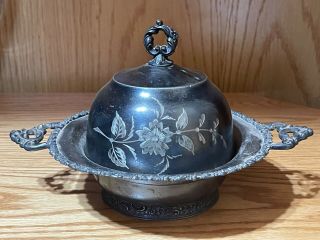 Antique Wallace Bros.  Silver Co.  - Metal Dish With Lid - Quadruple Plate 404