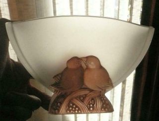 Verlys America Glass Love Birds Vase Rare Bronze Color Lalique Style