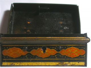 Vintage / Antique Tinplate Cash / Money Box Tin With Lock & Key Made in England 2