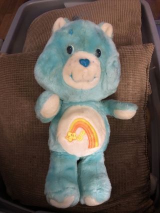 Vintage 1983 Care Bears Blue Wish Bear 13 " Plush Stuffed Animal Toy Kenner