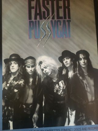 Faster Pussycat Debut Poster Authentic And Rare Promo Poster 1987