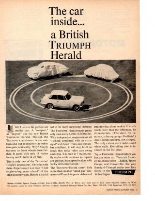 1960 - 1961 Triumph Herald Rare Classic Ad