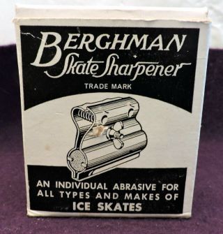 Antique Berghman Ice Skate Sharpener Tool Maywood,  Illinois Old Stock Origin