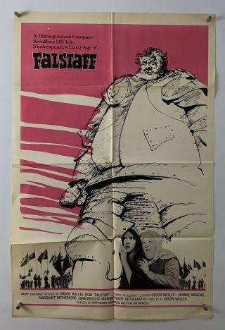 Falstaff Movie Poster (fine -) One Sheet 1994 Orson Welles Rare 5829