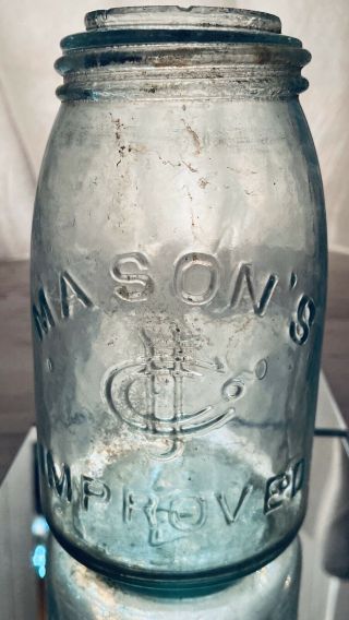 Antique Midget Mason’s Improved Cfj Co Fruit Jar 1890 6”