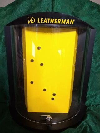 Leatherman Display Case W/ Key And 9 Rare Earth Magnets Yellow Steel Background