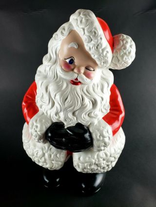 20 " Winking Santa Claus Atlantic Mold Vintage 1978 Ceramic Christmas Large Rare