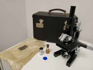 Rare Vintage Ernst Leitz Wetzlar German Microscope W Case And