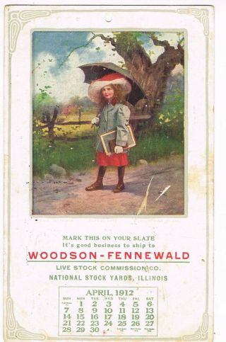 1912 Antique Advertising Postcard Woodson - Fennewald,  Live Stock,  Chicago,  Il