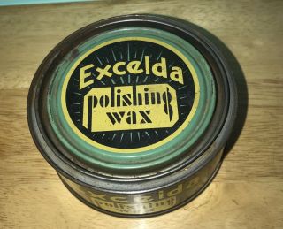 Vintage Excelda Polishing Auto Wax Tin Can For Ford Gm Chevy Mopar Buick Olds
