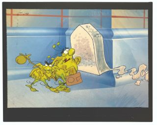 Rare Raid Insecticide 1980s Animated Commercial Production Cel Setup