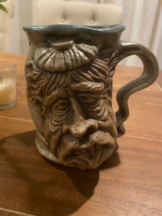 Jim Rumph 1971 Rare Vintage Pottery Mug,  The Hangover W/ Pink Elephant