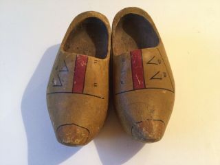 Vintage Pair Hand Painted Wooden Clogs Country House Chic