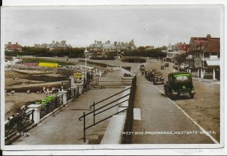 Rare Vintage Postcard,  West Bay Promenade,  Westgate - On - Sea,  Kent,  1939,  Rp