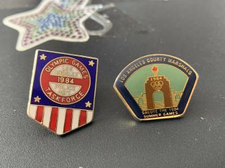 2x Very Rare Pin Badges Set La 1984 Los Angeles Olympics County Marshals