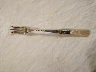 Dainty Vintage Mother Of Pearl Handled And Epns Silver Plated 7 Inch Pickle Fork
