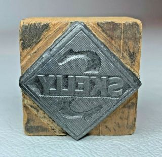 Antique Skelly Gasoline Logo Letterpress Wood Print Blocks