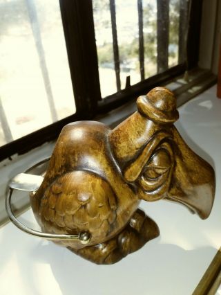 (rare) Vintage (tic) " Bird " Pottery Brown Ashtray (usa)