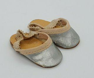 Vintage Doll Shoes Slippers Silver Shirley Temple Mary Hoyer Madame Alexander