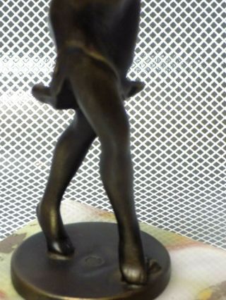 Estate Rare Art Deco Hoop Girl Bronze Sculpture on Onyx Base 3