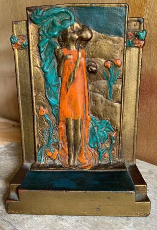 Vintage Rare Pompeian Bronze Co Art Nouveau “the Kiss” Door Stop / Bookend