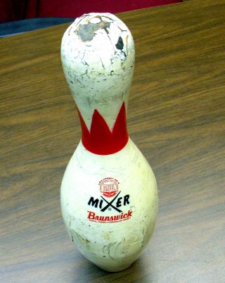 Vintage Brunswick Mixer Plastic Coated Wooden Bowling Pin Abc Approved
