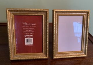 Two Solid Wood Antique Style 5 X 7 In.  Gold Toned Picture Frames By Intercraft